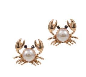 PEARL CRAB STUD EARRINGS GOLD