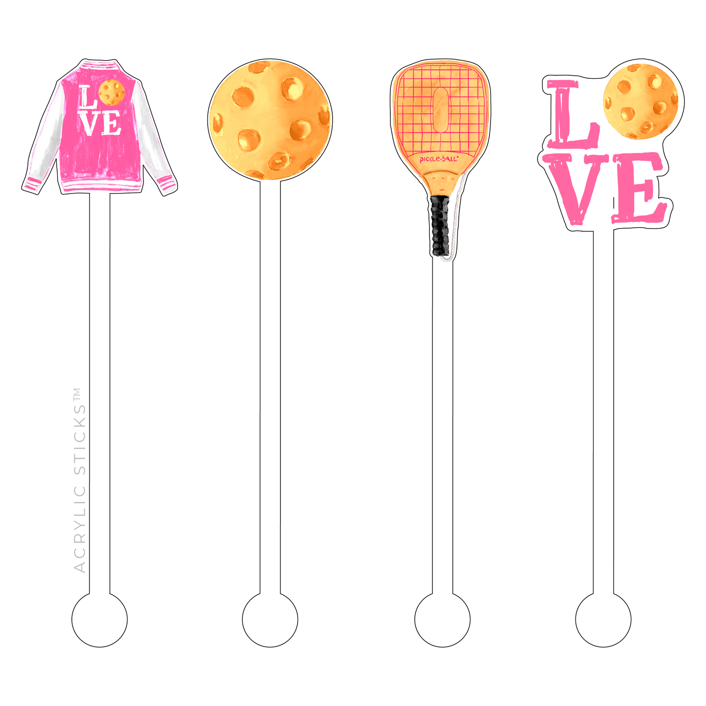 PICKLEBALL ACRYLIC STIR STICKS COMBO