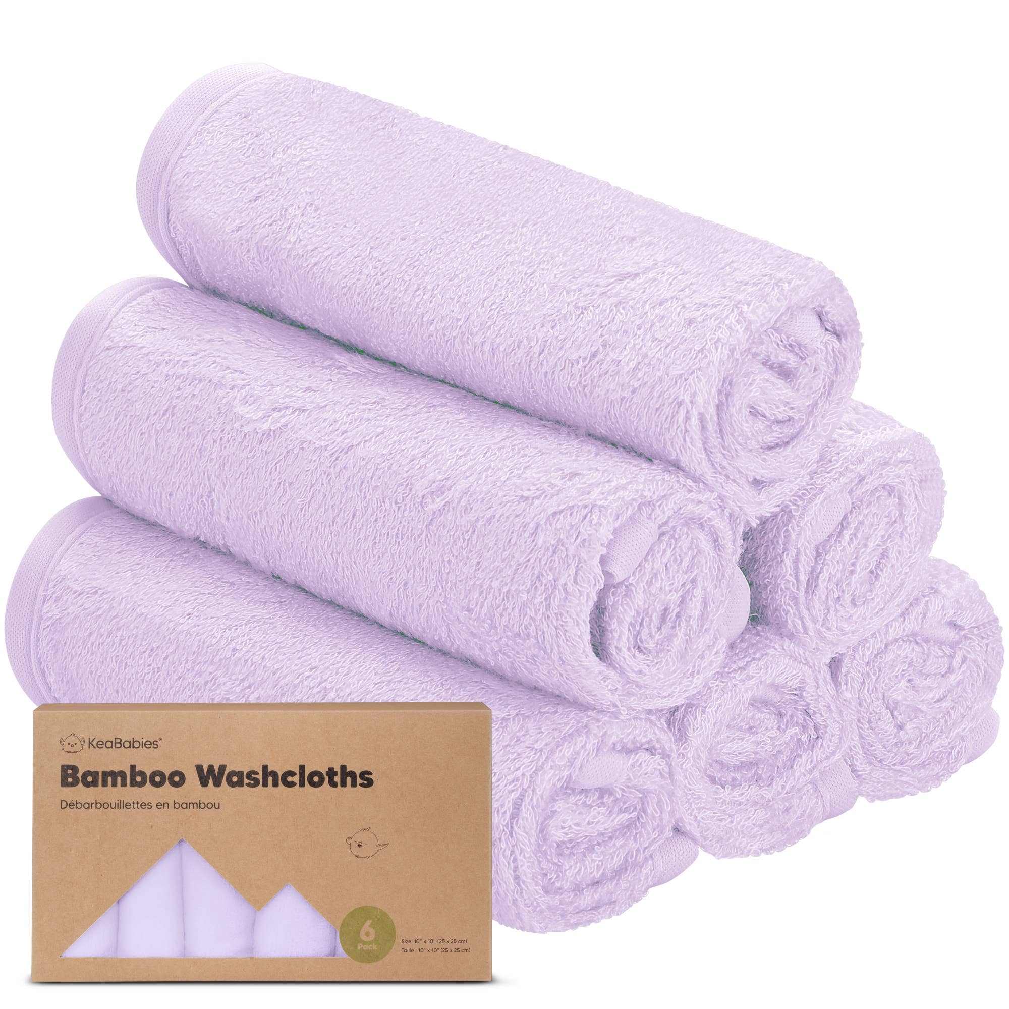 Deluxe Baby Bamboo Washcloths (Soft Lilac) 6