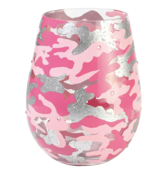 LOLITA PINK CAMO WINE GLASS
