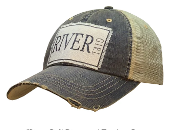 RIVER GIRL BLUE DENIM DISTRESSED CAP