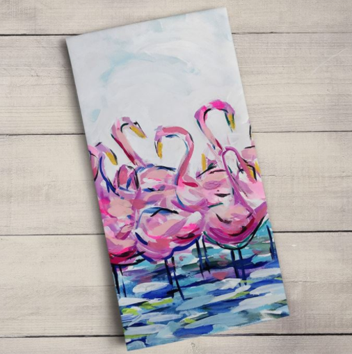 FLAMINGO FLOCK TEA TOWEL