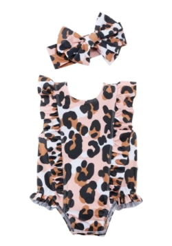 LEOPARD SWIMSUIT AND HEADBAND