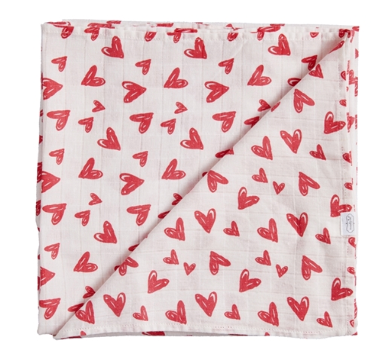 HEART MUSLIN SWADDLE