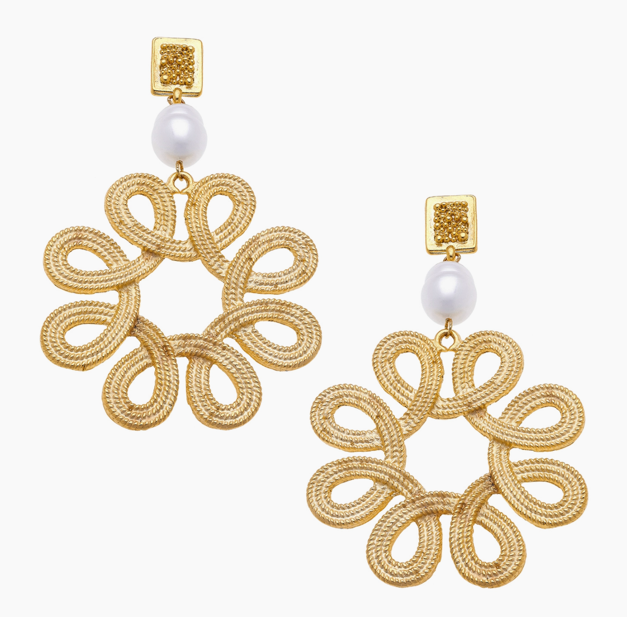 ROUND LOOPS & PEARL DETAIL EARRINGS