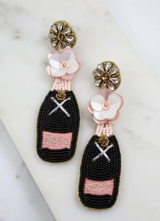 BOTTLE BEADED EARRING BLACK