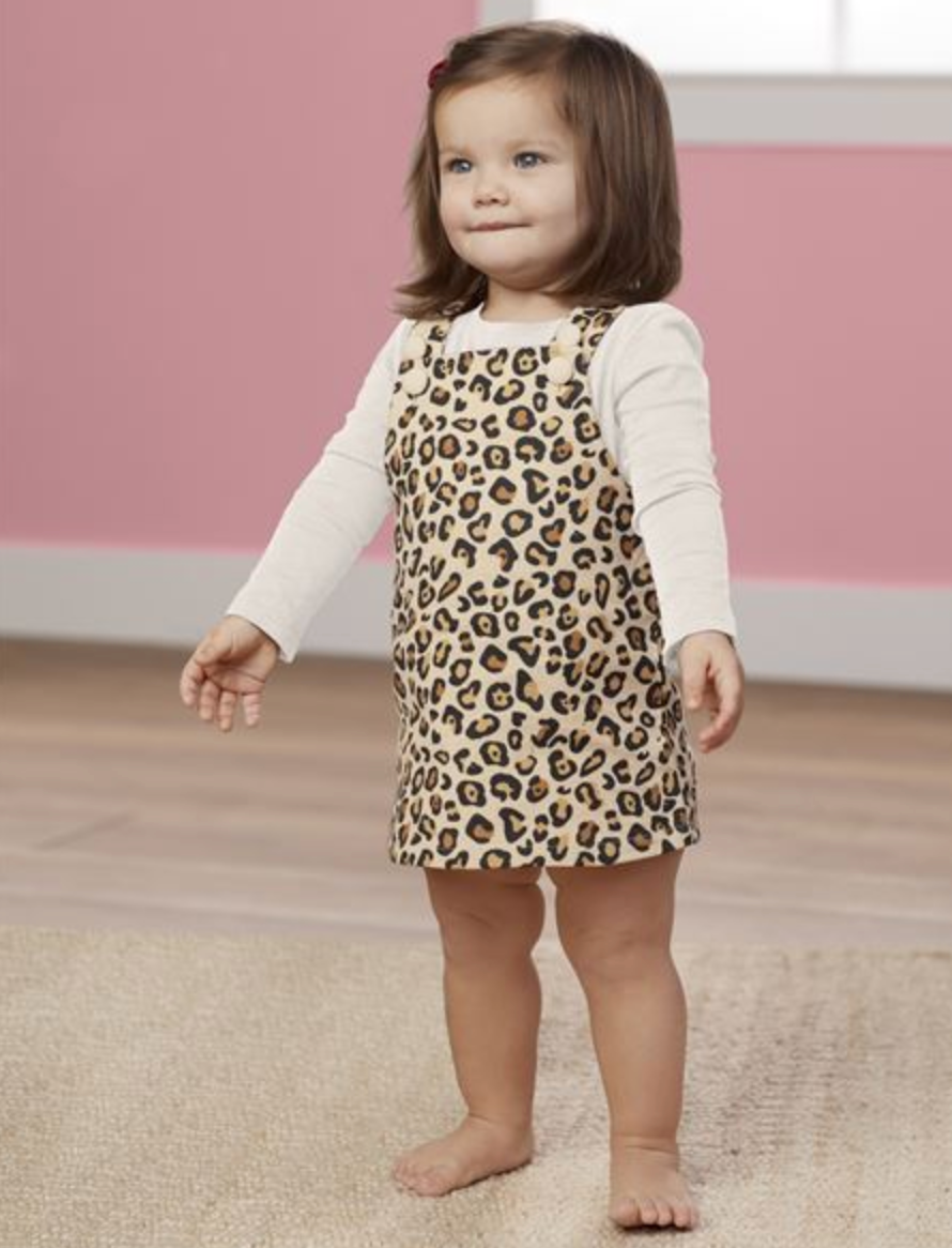Leopard print overall dress hot sale