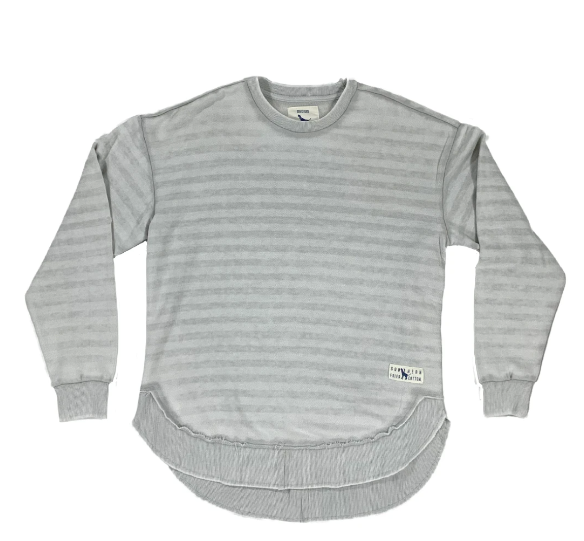 JESSIE STRIPED CREWNECK FLEECE OYSTER
