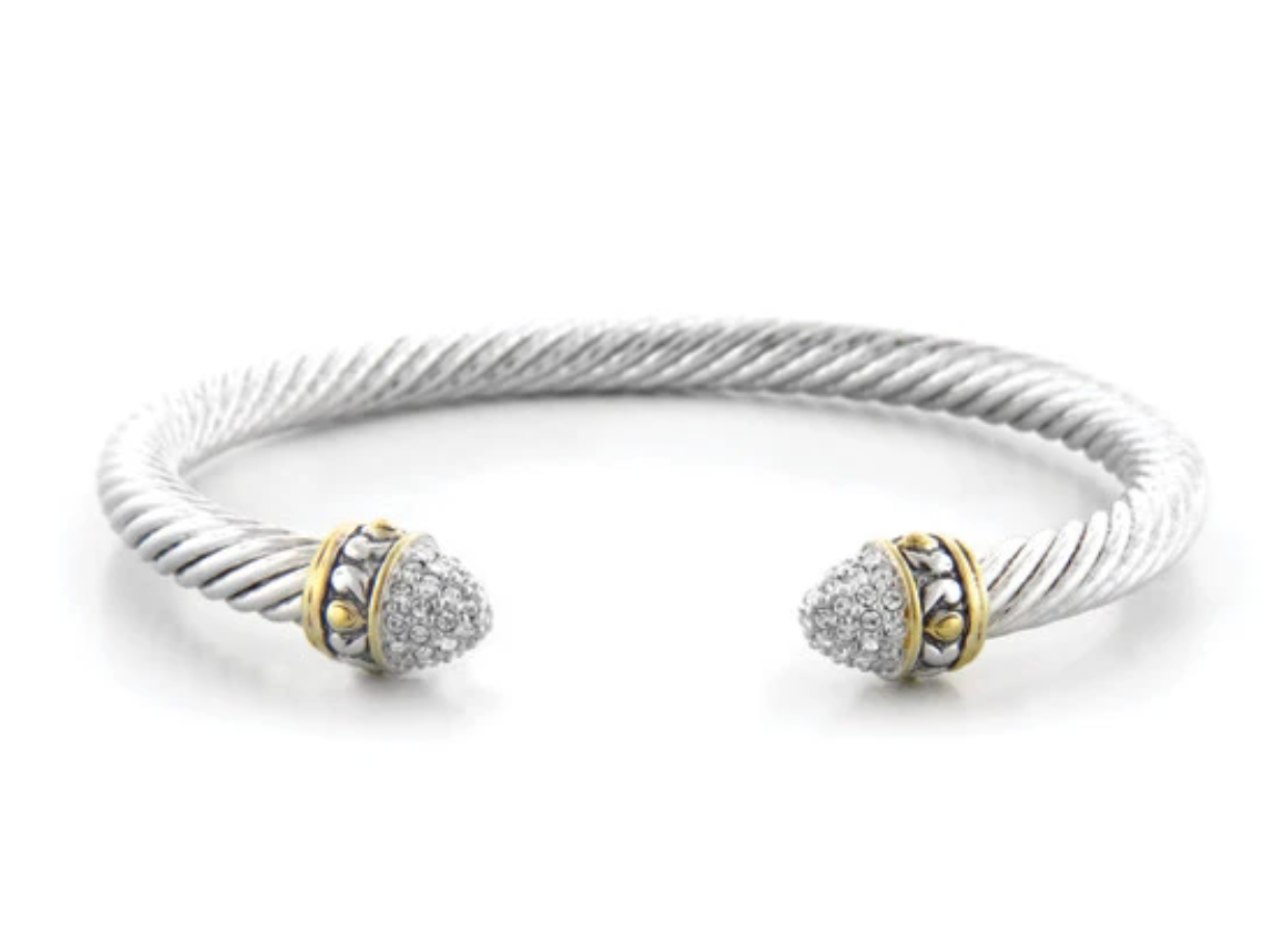 JOHN MEDEIROS BRIOLETTE PAVE SMALL WIRE CUFF BRACELET