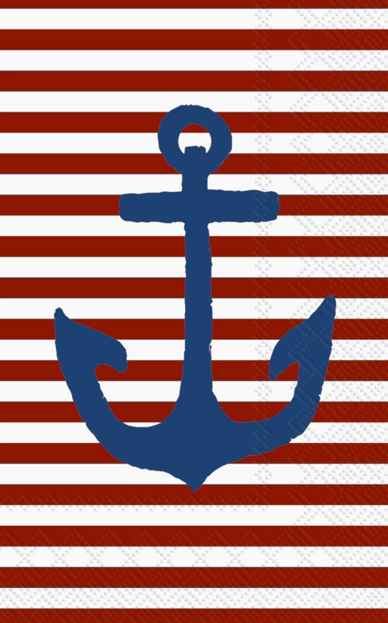PAPER GUEST TOWEL YACHT CLUB ANCHOR RED