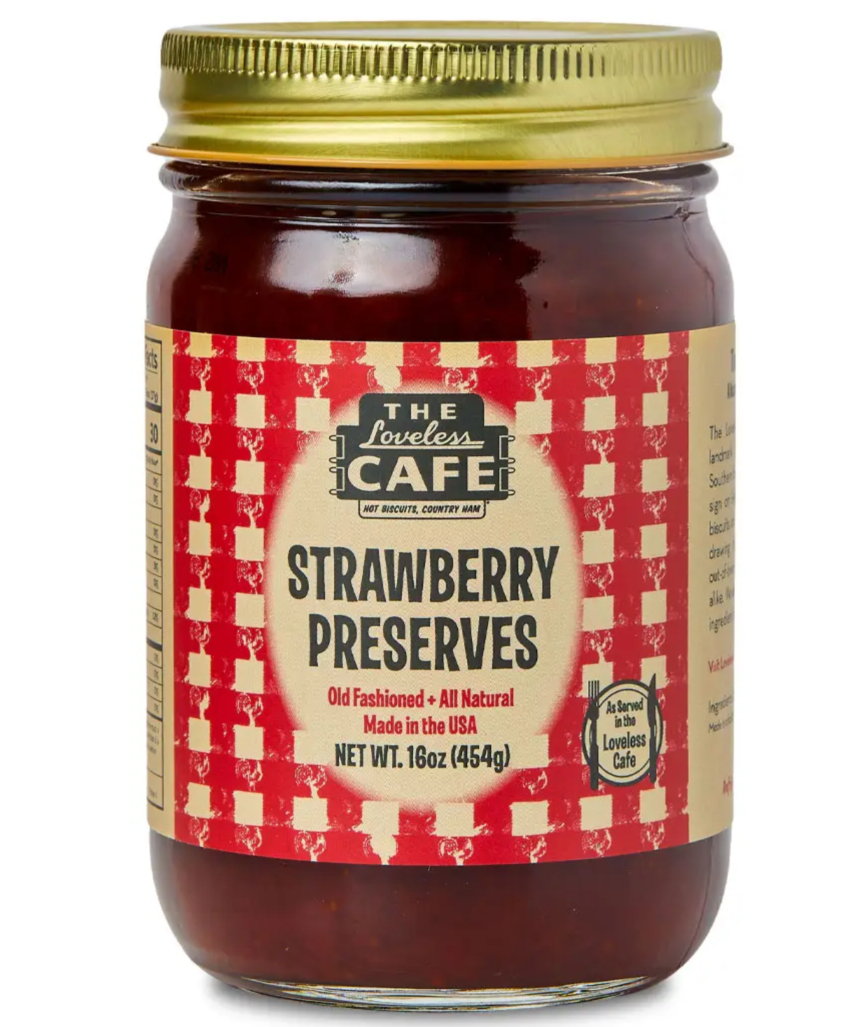 THE LOVELESS CAFE STRAWBERRY PRESERVES 16 OZ