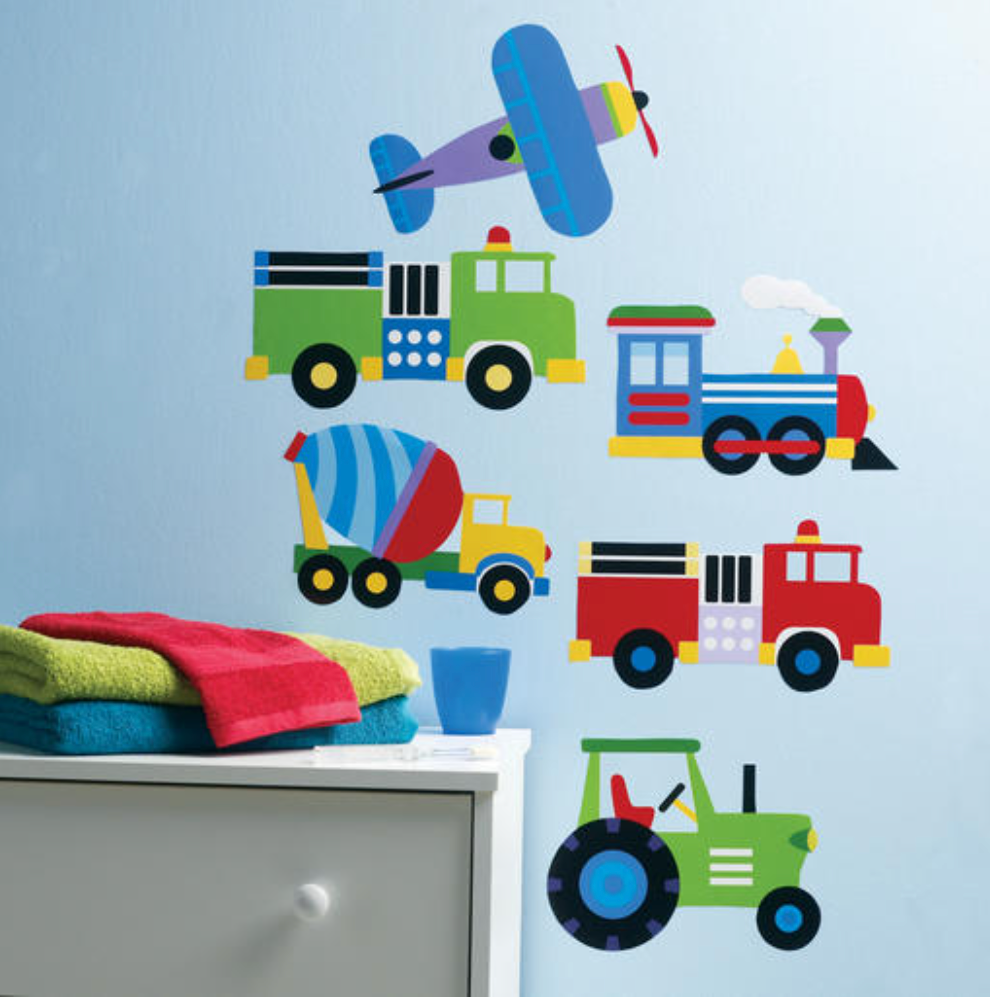 OK TRAINS PLANES & TRUCKS DECOR