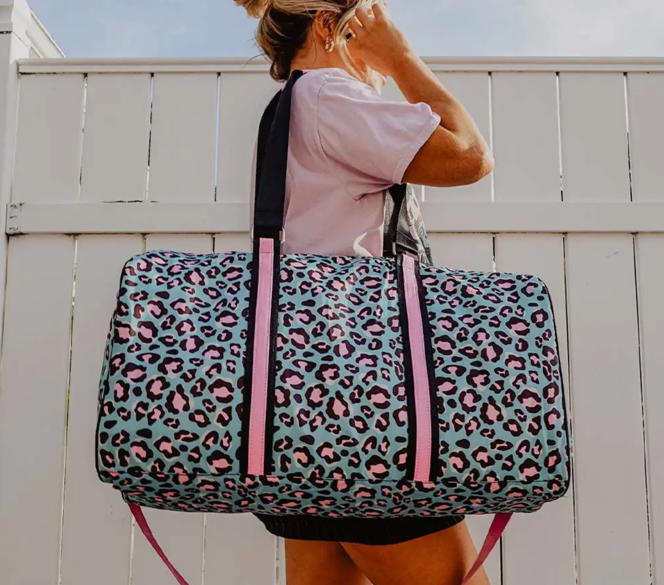 BLUE LEOPARD DUFFEL BAG