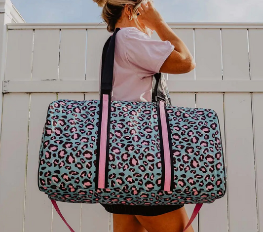 BLUE LEOPARD DUFFEL BAG