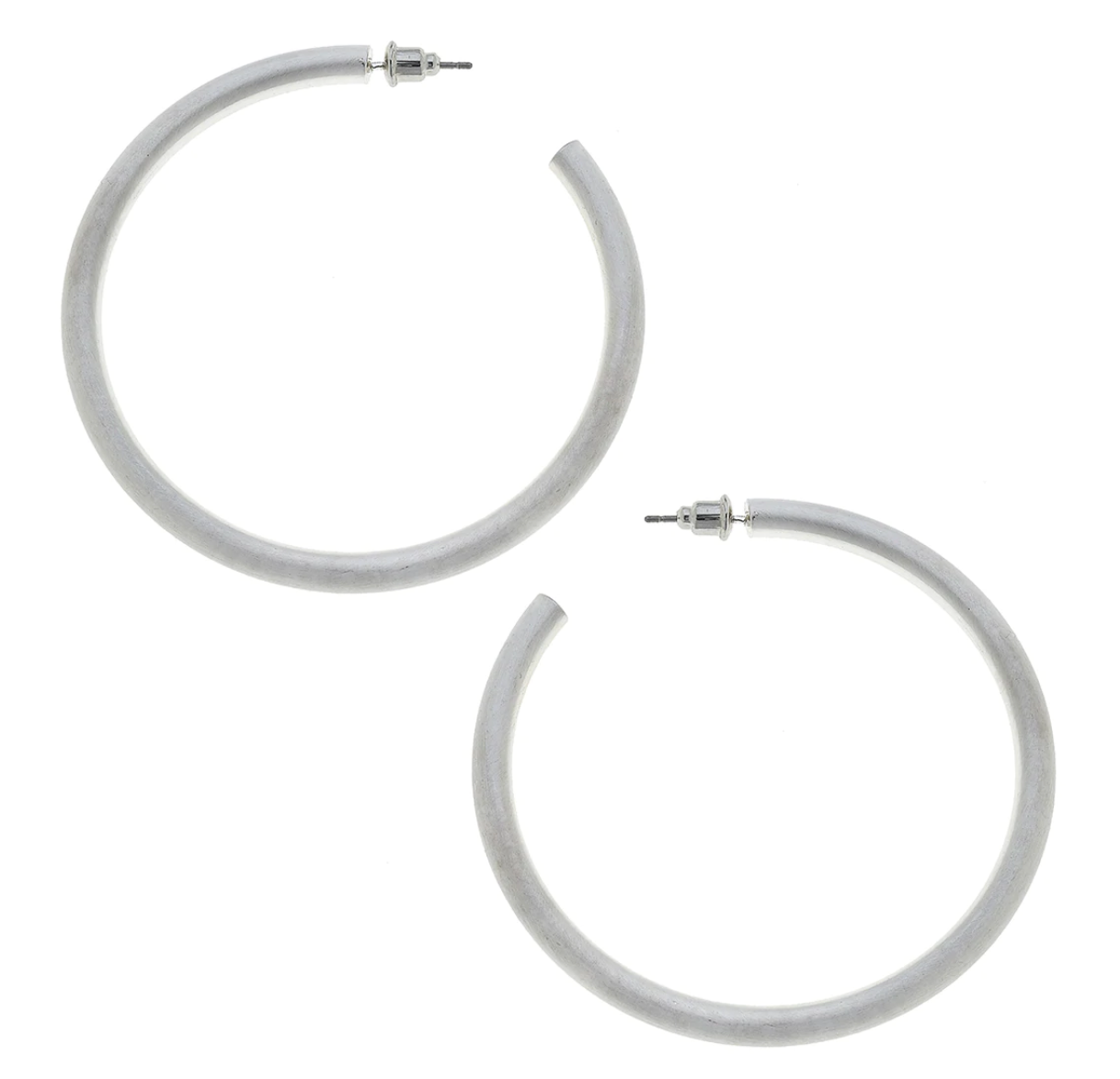 IVY HOOP EARRINGS IN SATIN SILVER