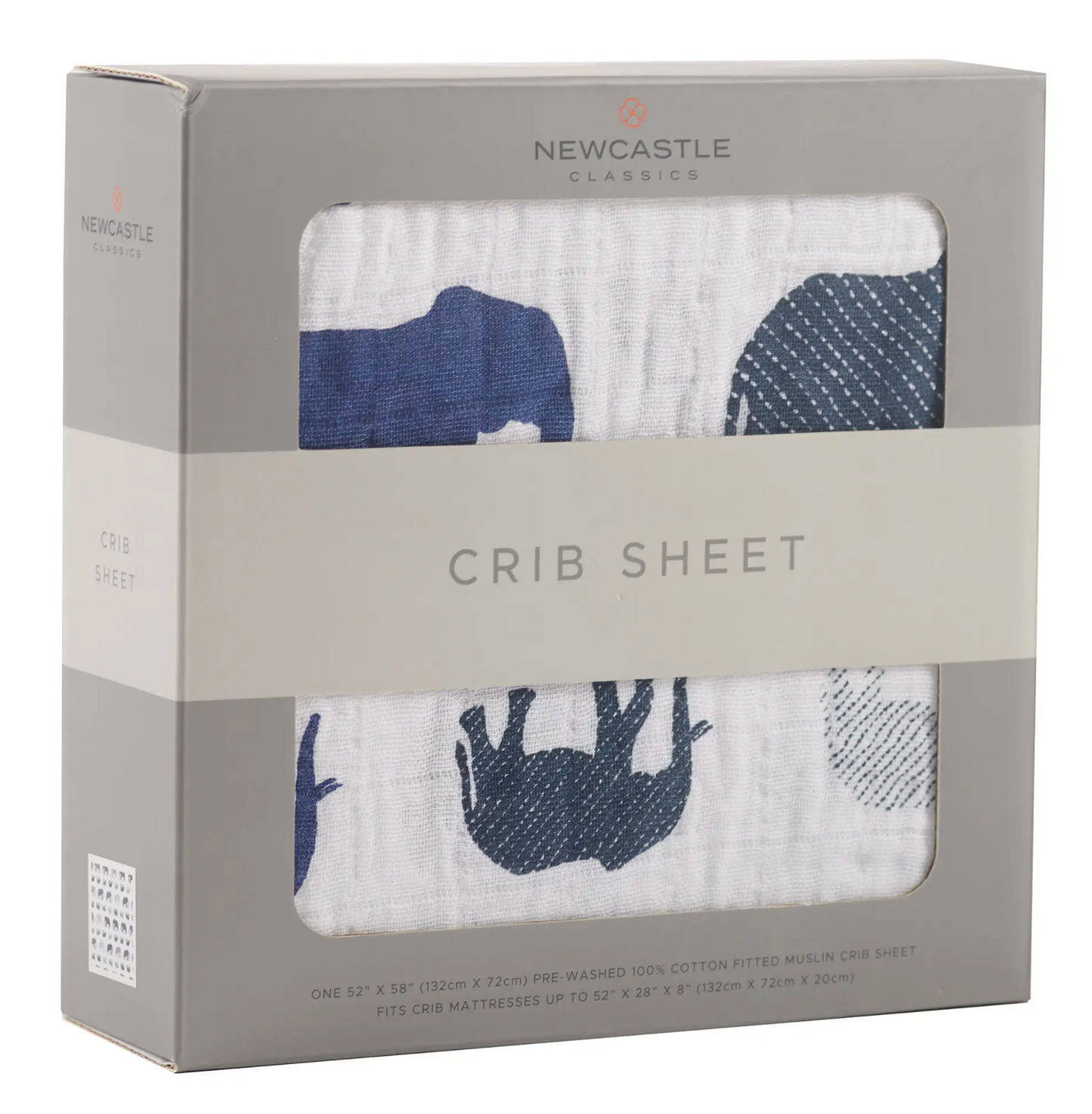 BLUE ELEPHANT CRIB SHEET