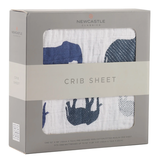 BLUE ELEPHANT CRIB SHEET