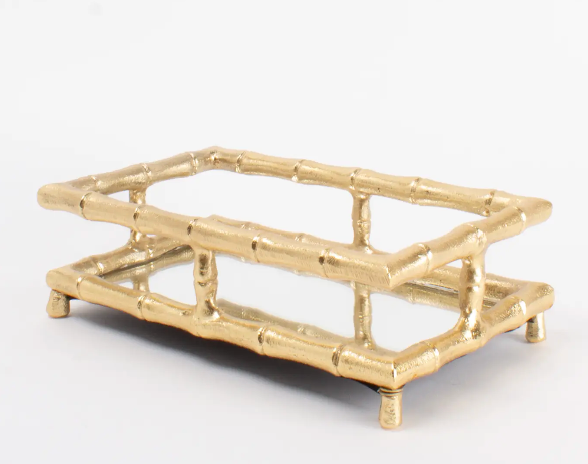 GOLD BAMBOO GUEST TOWEL TRAY