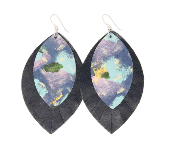 Layered on sale leather earrings