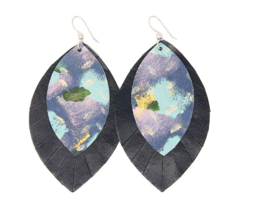 KEVA BREATHE WITH NAVY XL LAYERED LAYER EARRINGS BY RACHEL CAMFIELD