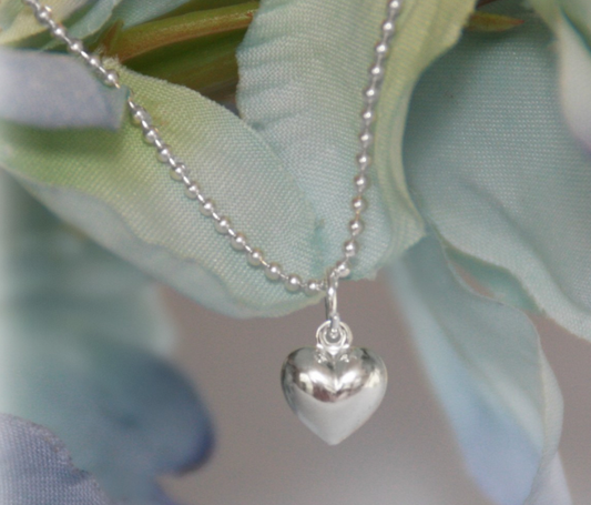 STERLING SILVER PUFFED HEART NECKLACE