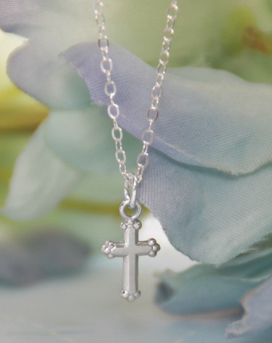 INFANT CROSS 13" CHAIN NECKLACE STERLING SILVER