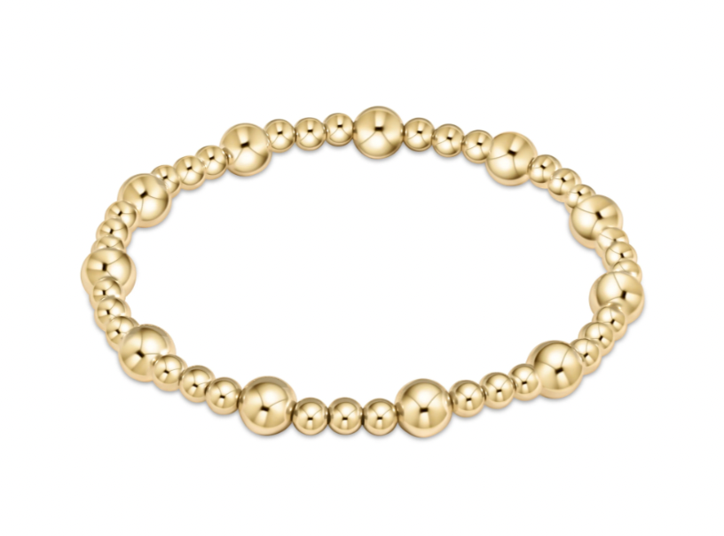 ENEWTON CLASSIC SINCERITY PATTERN 6MM BEAD BRACELET GOLD