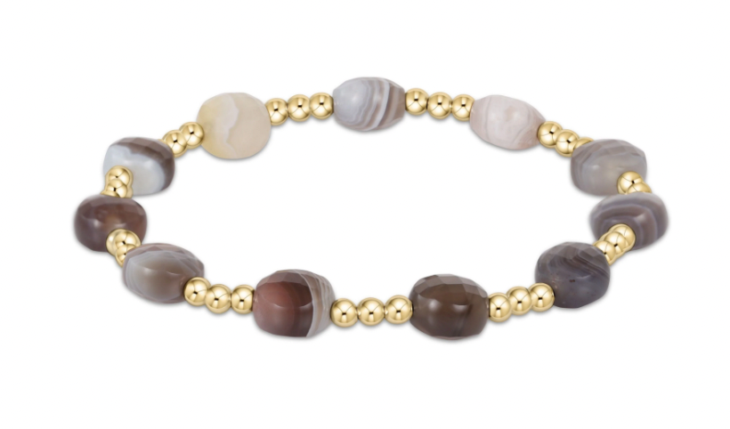 ENEWTON admire gold 3mm bead bracelet - botswana agate***