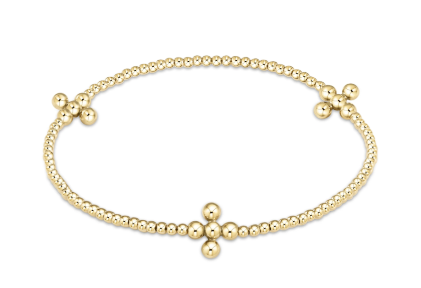 ENEWTON SIGNATURE CROSS GOLD PATTERN 2MM BEAD BRACELET CLASSIC BEADED SIGNATURE CROSS GOLD 3MM BEAD GOLD