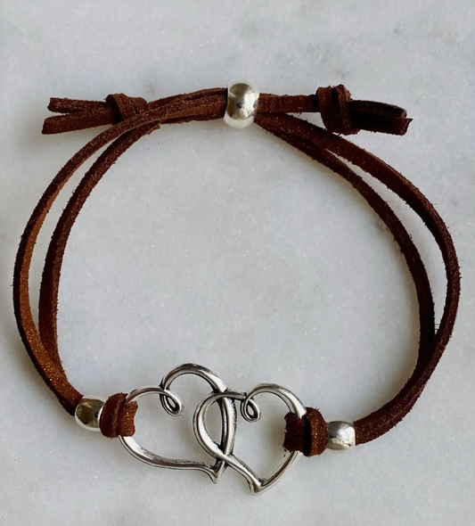 HEARTBEAT & BROWN MICROSUEDE BRACELET