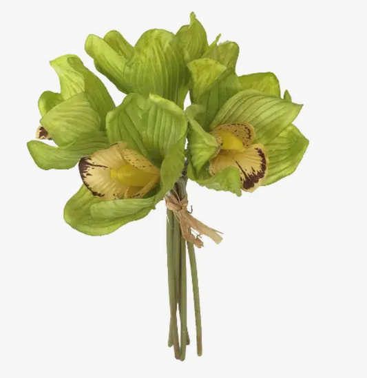 12" ARTIFICIAL CYMBIDIUM ORCHID BUNDLE GREEN