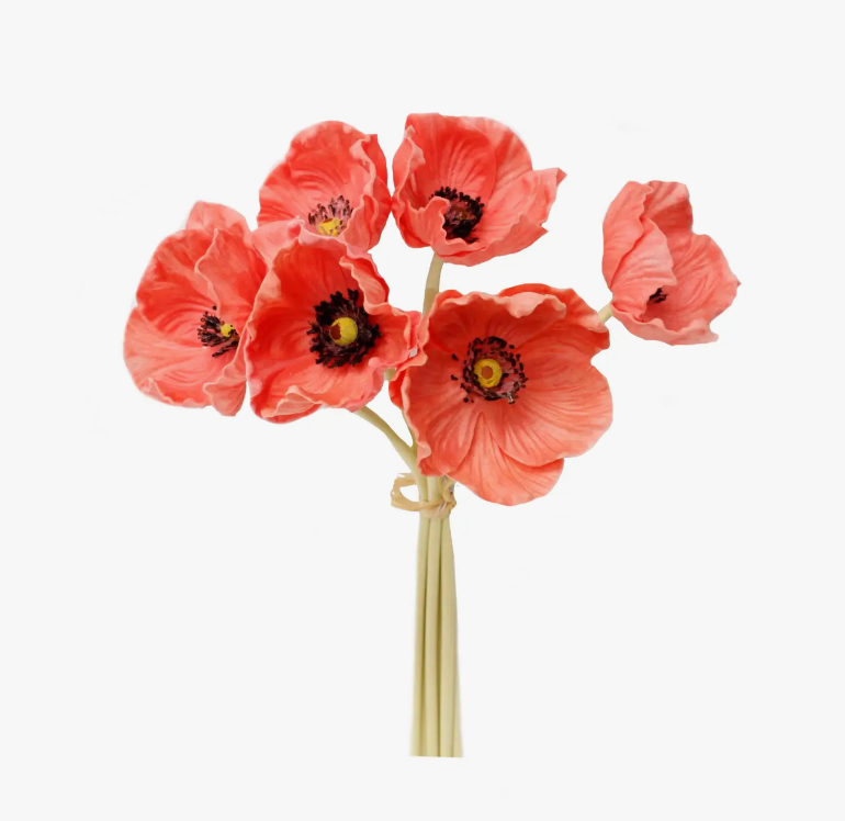 10" REAL TOUCH POPPY 6 STEM BUNDLE