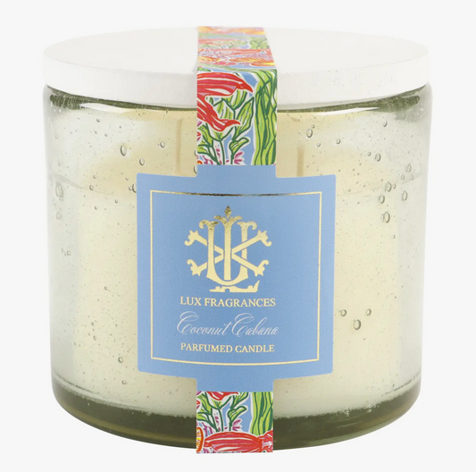 LUX COCONUT CABANA 13.5 CLEAR GLASS WITH WHITE LID