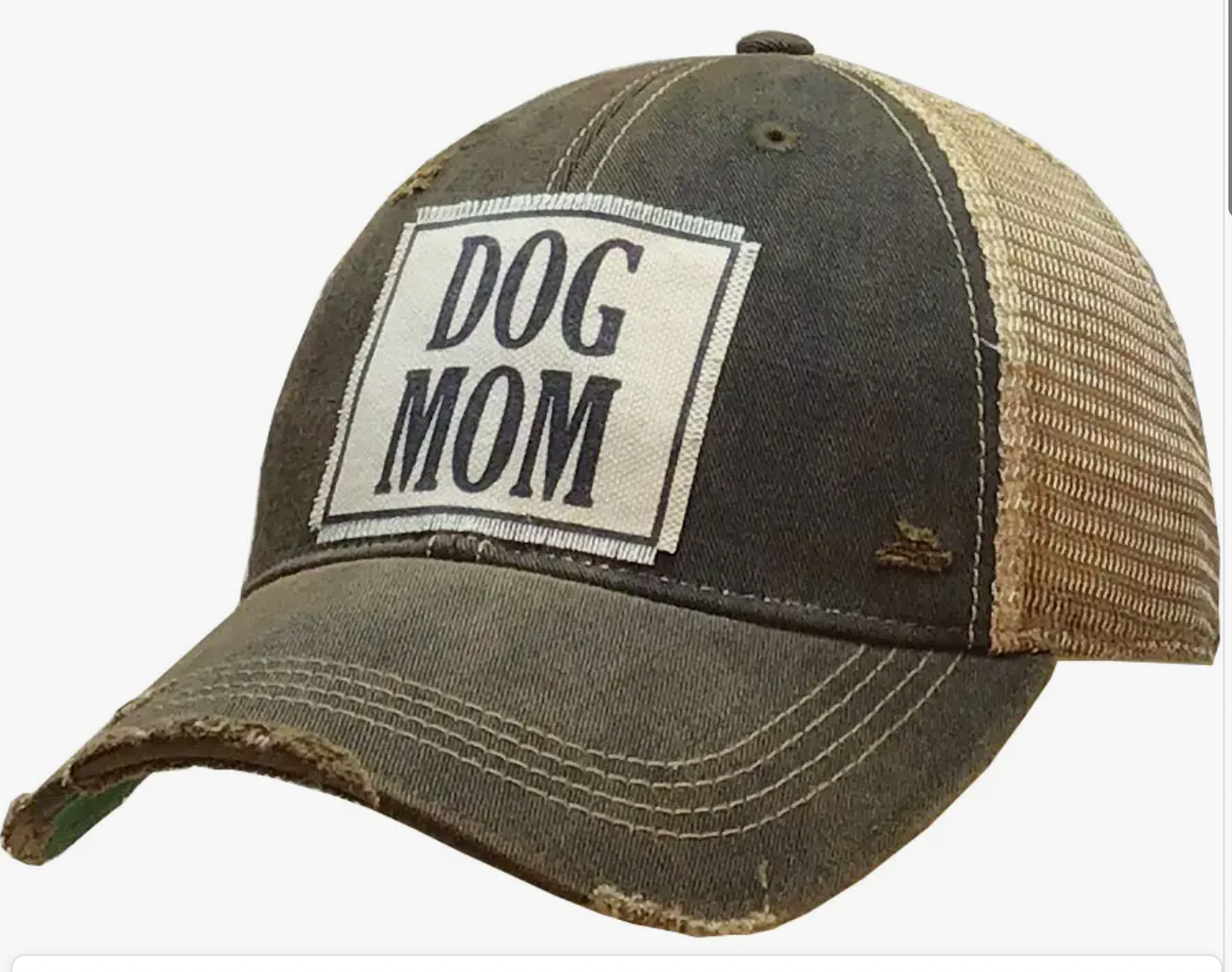 DOG MOM DISTRESSED TRUCKER HAT BASEBALL CAP