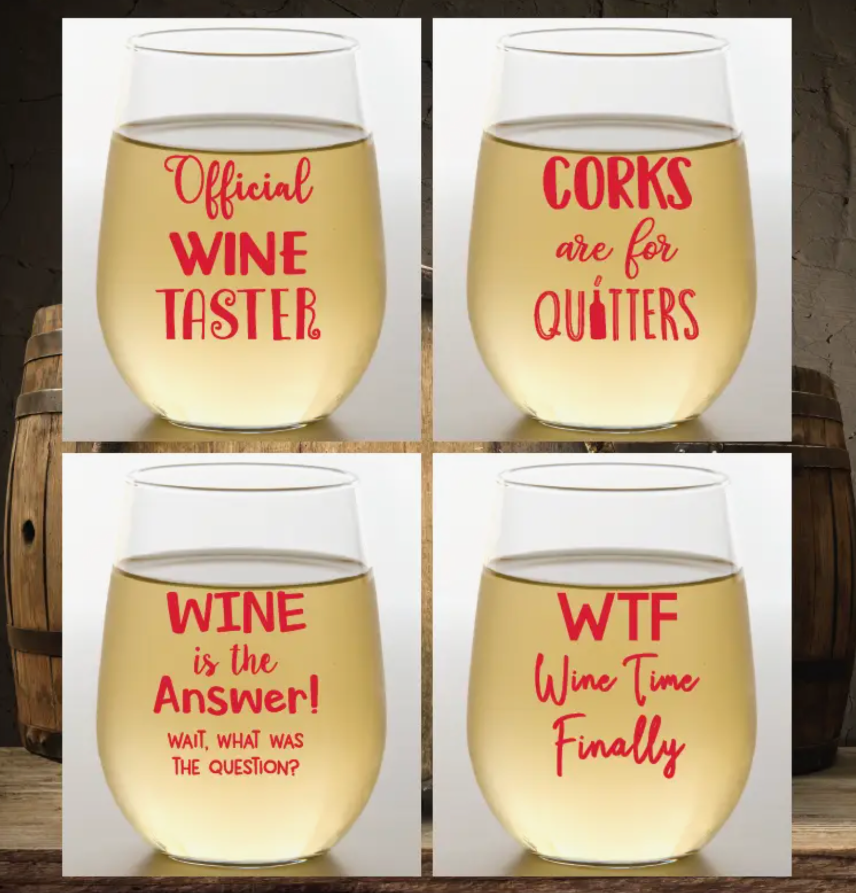 WINE SAYINGS SHATTERPROOF WINE GLASSES 4 PACK – River Birch Gifts