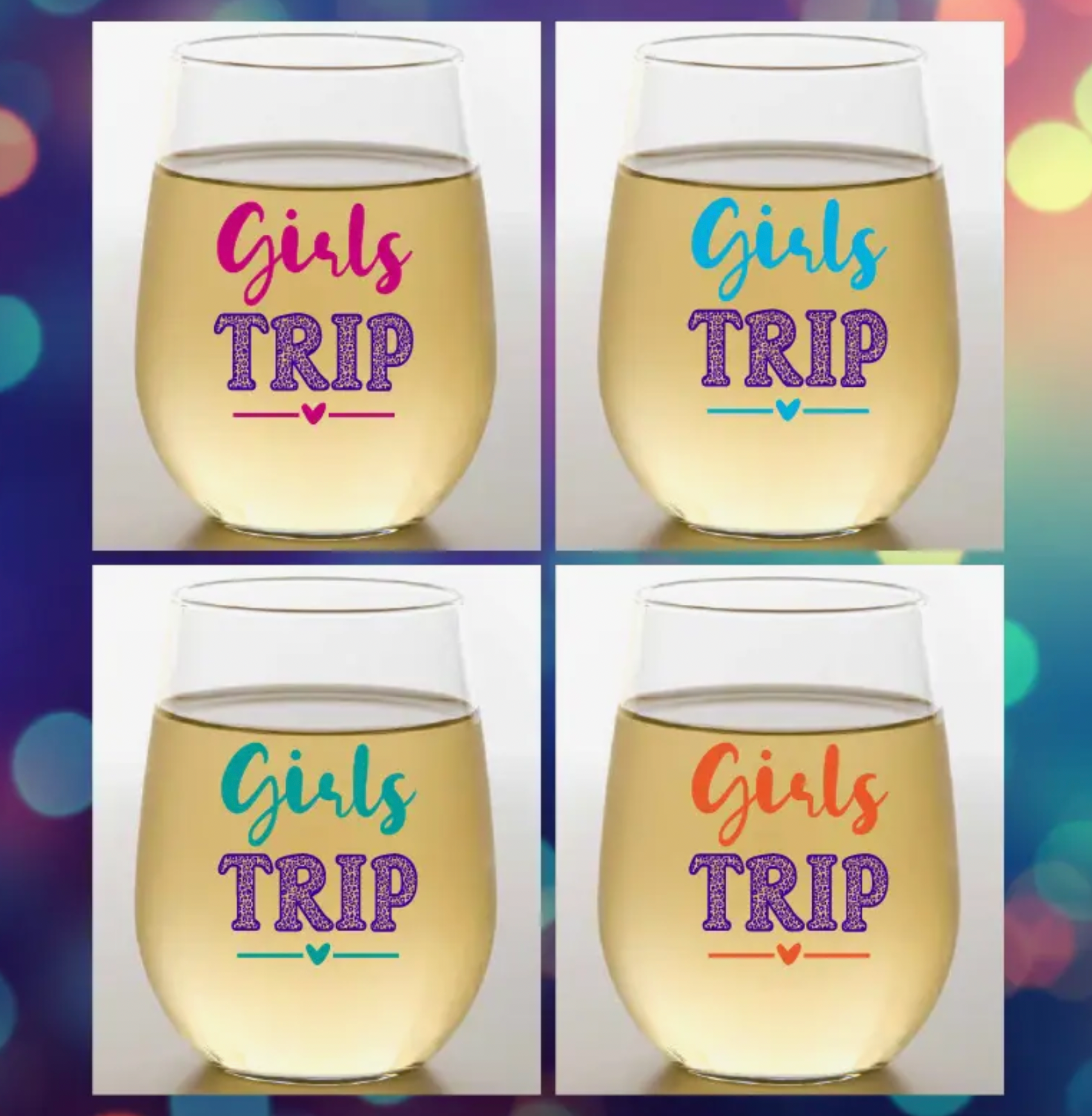 Set of 4 5 6 7 Girls Trip Wine Tumbler With Straw, Cheaper Than