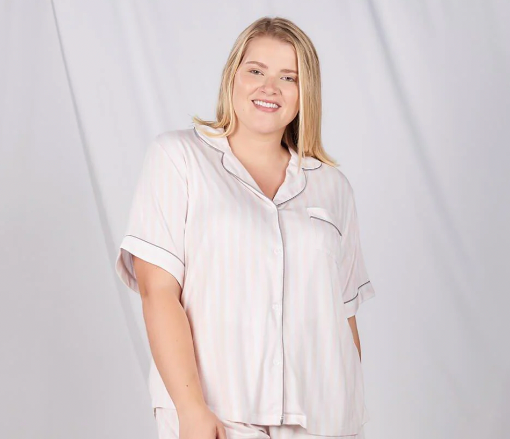 FACEPLANT LUCY SHORT SLEEVE SHIRT PINK STRIPE