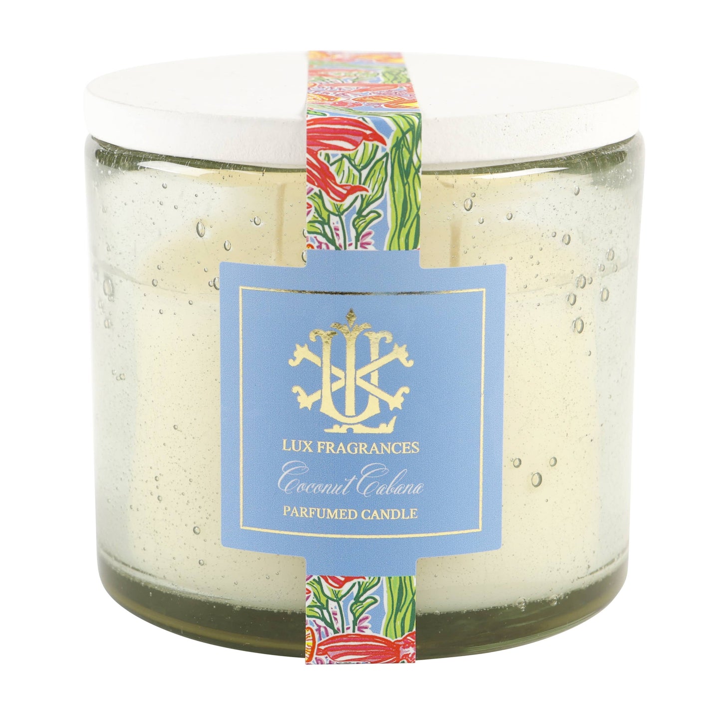 Coconut Cabana 13.5 oz Clear Glass with White lid