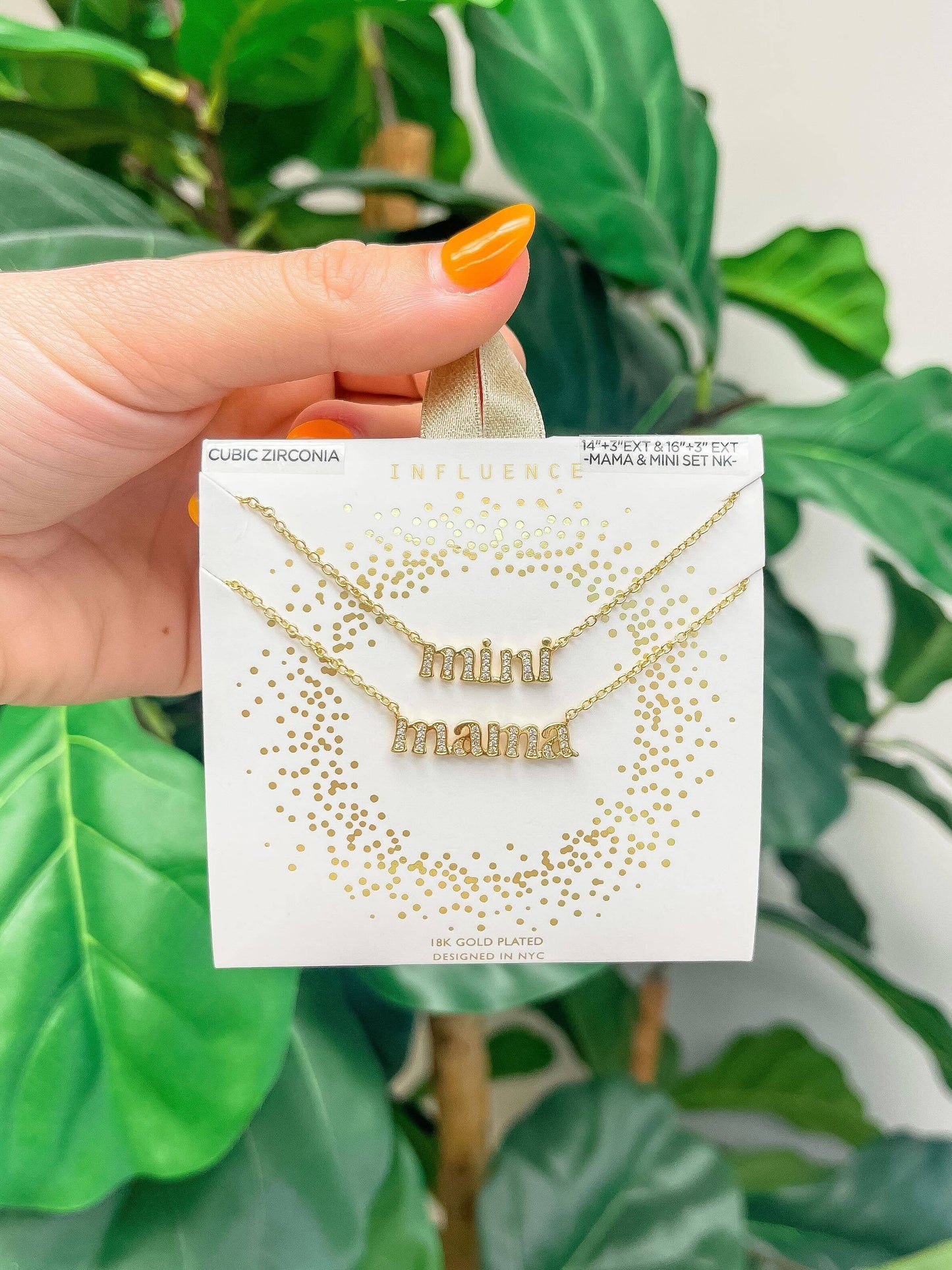 MAMA + MINI CUBIC ZIRCONIA NECKLACE SET