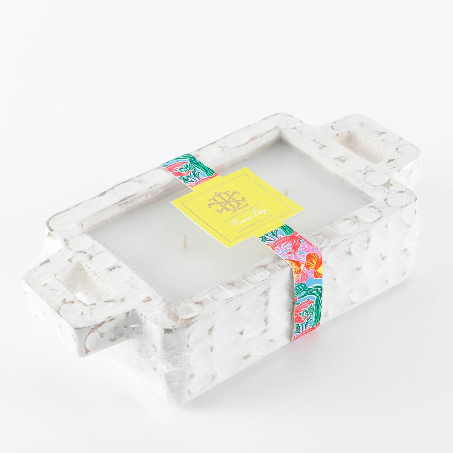 Lemon Drop whitewash rectangle bowl