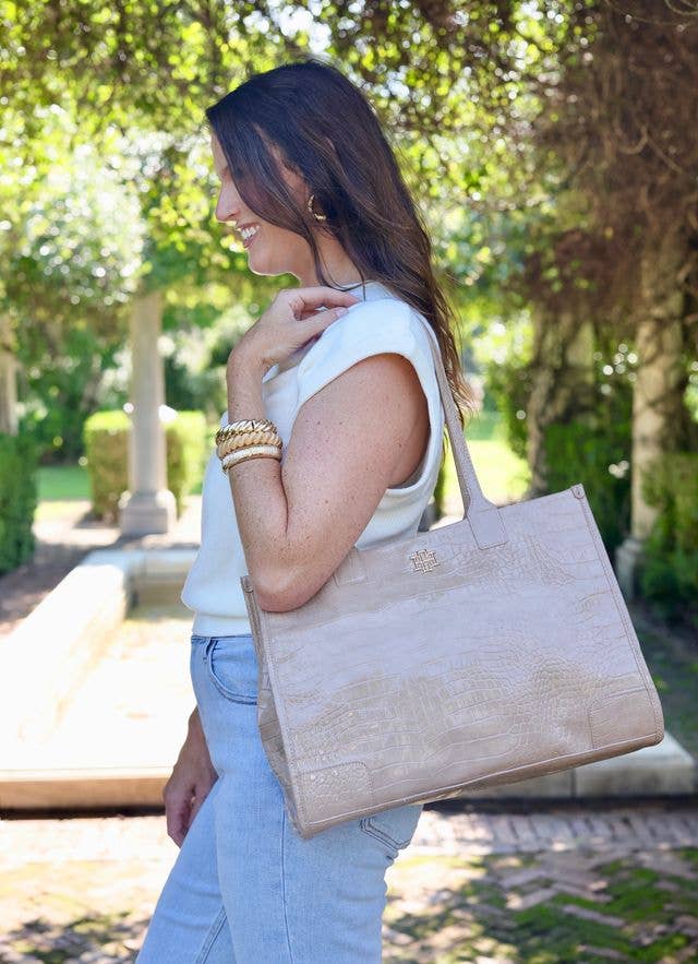 SHANE TOTE TAUPE PATENT