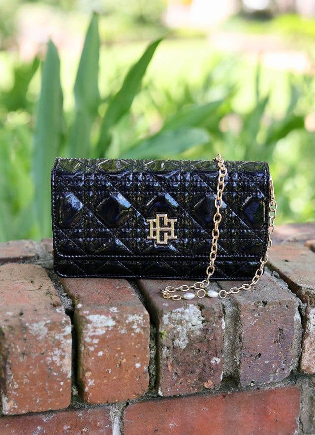 BRYNLEIGH CLUTCH CROSSBODY BLACK PATENT LQ