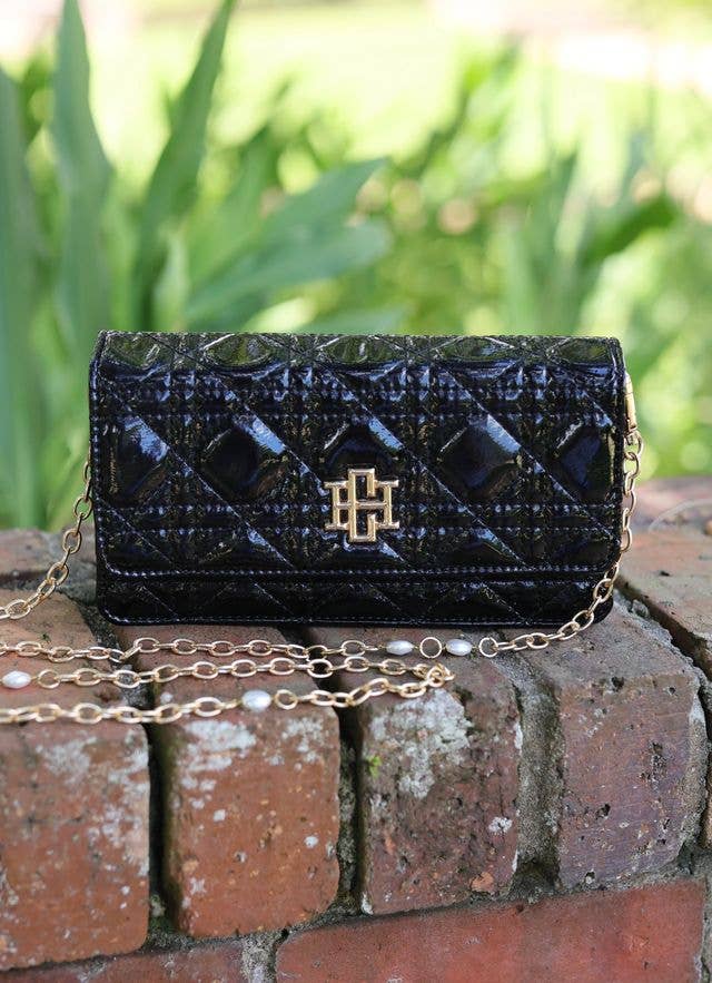 BRYNLEIGH CLUTCH CROSSBODY BLACK PATENT LQ