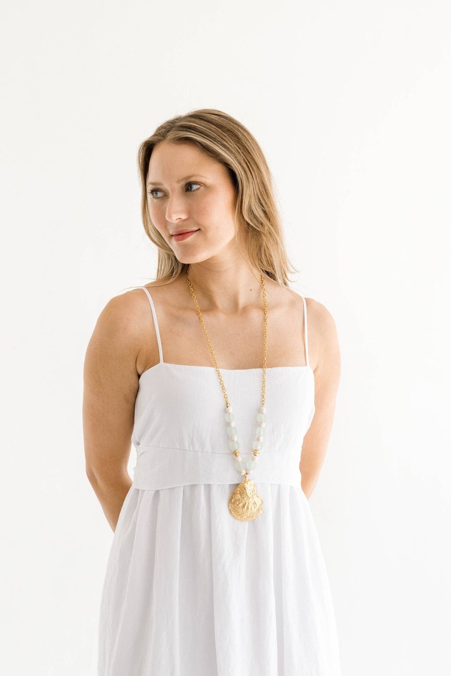 Long Oyster and Pearl Necklace