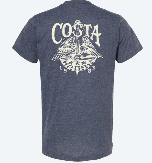 COSTA FREE EAGLE HEATHER NAVY SHORT SLEEVE