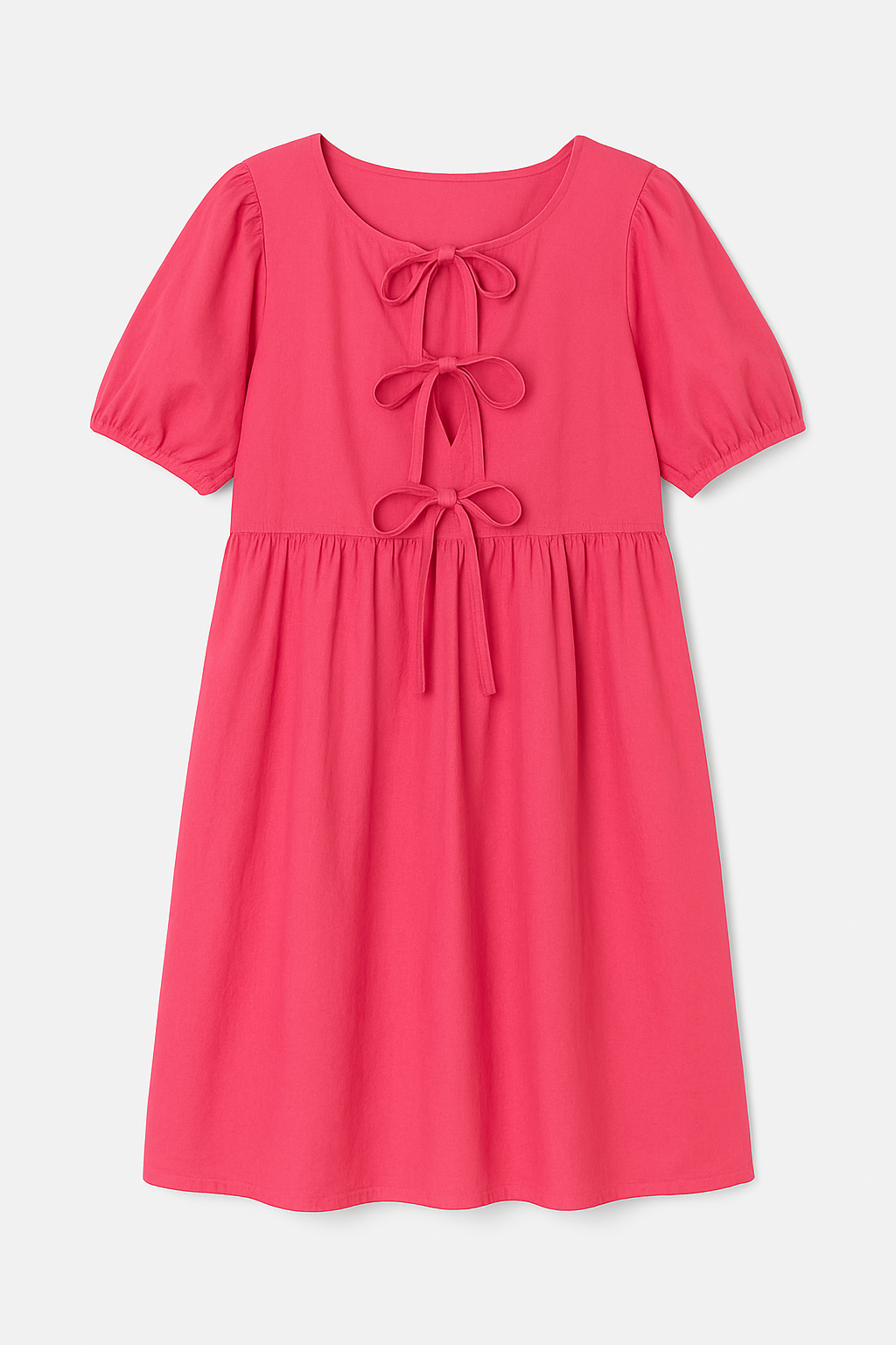 PUFF SLEEVE MIDI DRESS PINK