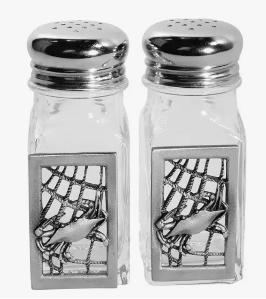 CRAB NET SALT AND PEPPER SHAKERS