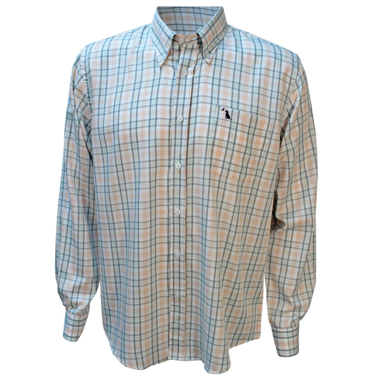 LOCAL BOY OUTFITTERS HUTTO DRESS SHIRT SALMON/JADE.GREEN MIST***