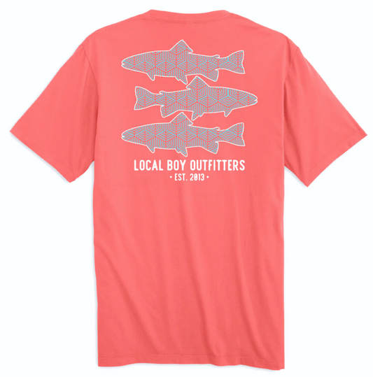 LOCAL BOY OUTFITTERS GEO FISH CORAL SHORT SLEEVE *