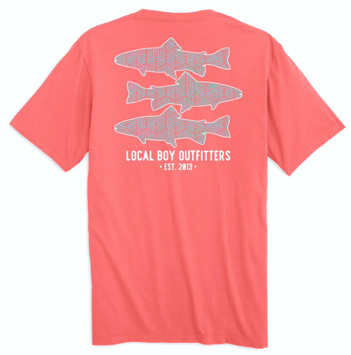 LOCAL BOY OUTFITTERS GEO FISH CORAL SHORT SLEEVE *